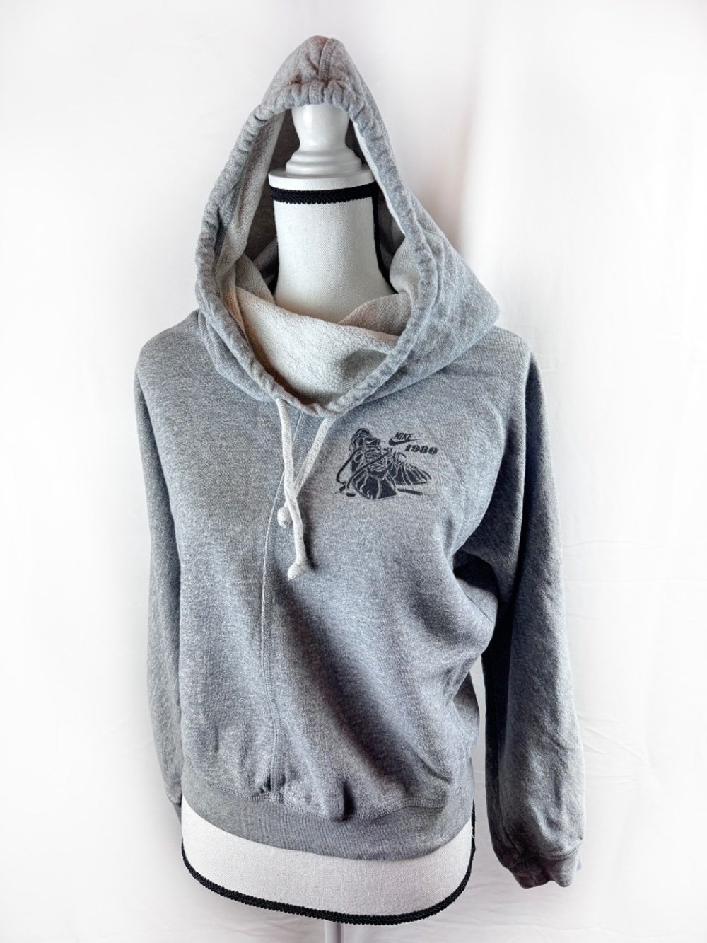 Nike Sportswear 1980 Women Extra Long Funnel Neck Gray Hoodie/Sweatshirt (A198)